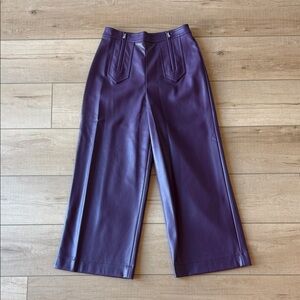 Avec Les Filles Deep Purple Wide Vegan Leather Leg Pants